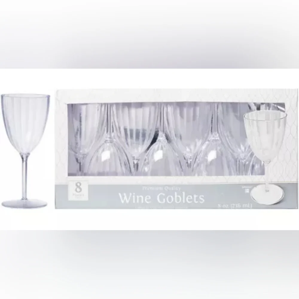 Clear Premium Plastic Wine Goblets 8pack